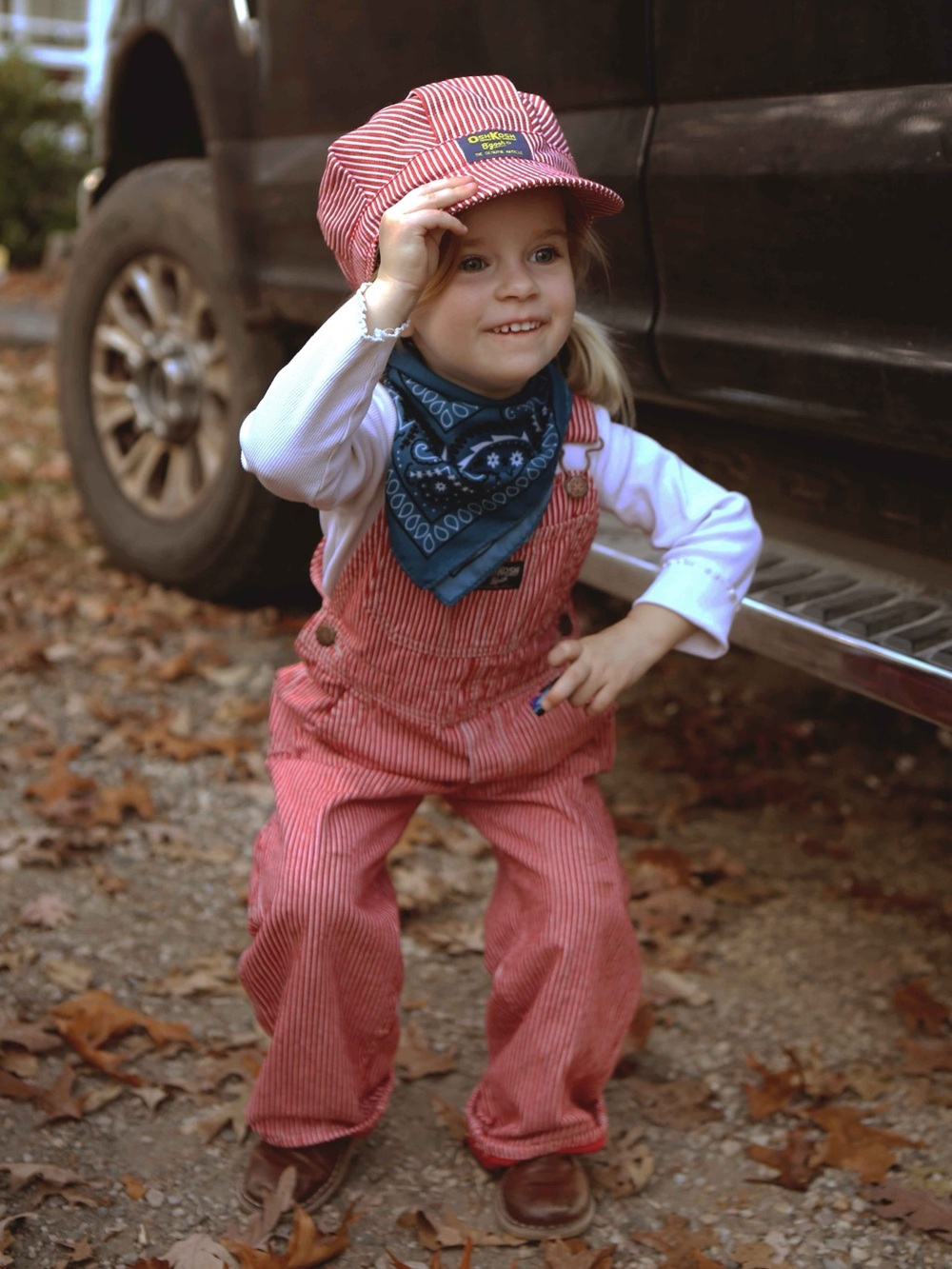 Oshkosh B’gosh Kids Red Striped Overalls + Cap Halloween Costume Train Engineer